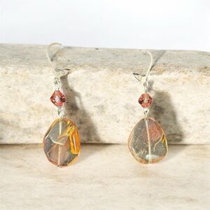 Amber tone crystal earrings healing energy